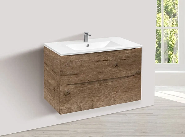 Тумба под керамическую раковину Mia 800 подвесная, 2 выкатных ящика soft close, V.Oak