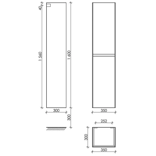 Шкаф-пенал подвесной Sancos Cento PCN35W, 35 см