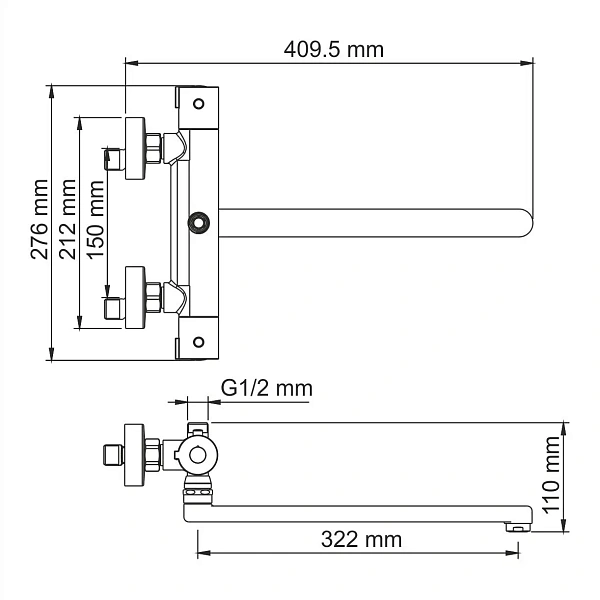 Смеситель для ванны с термостатом с длинным изливом WasserKRAFT Berkel 4822L Thermo
