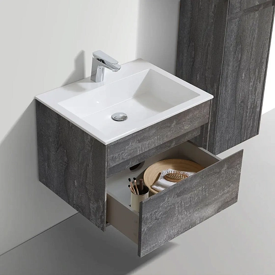 Тумба под раковину Vincea Chiara 600 подвесная, 1 выкатной ящик soft-close, G.Stone