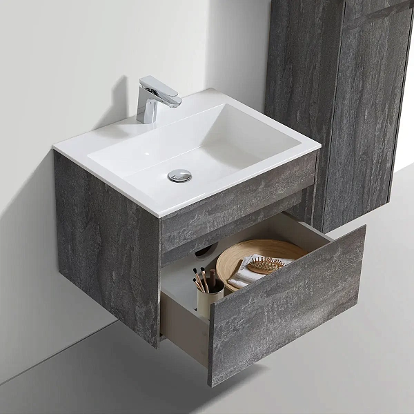 Тумба под раковину Vincea Chiara 600 подвесная, 1 выкатной ящик soft-close, G.Stone