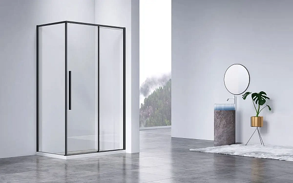 Душевой уголок Vincea Slim-N VSR-4SN9014CLB, 1400*900, черный, стекло прозрачное