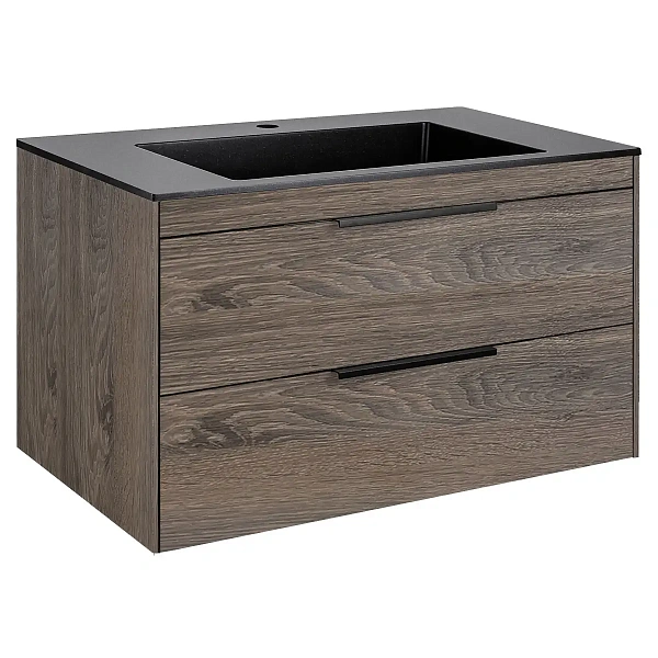 Тумба под раковину Vincea Chiara 2D 800 подвесная, 2 выкатных ящика soft-close, R.Oak