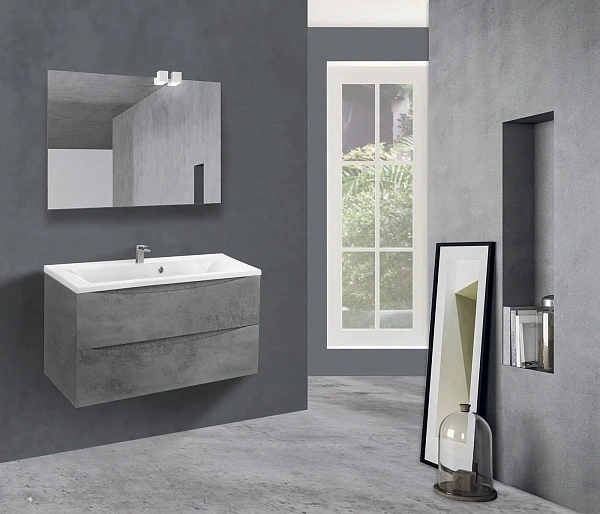 Тумба под раковину Vincea Mia 900 подвесная, 2 выкатных ящика soft close, Beton