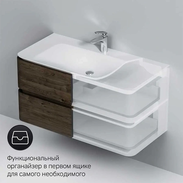 M30FHX1002TF Sensation, База под раковину, подвесная, 100 см, ящики, табачный дуб, текстурированная,