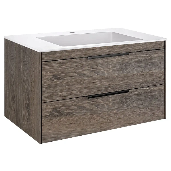 Тумба под раковину Vincea Chiara 2D 800 подвесная, 2 выкатных ящика soft-close, R.Oak