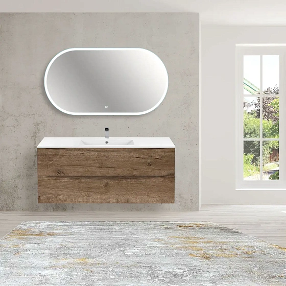 Тумба под керамическую раковину Mia 1200 подвесная, 2 выкатных ящика soft close, V.Oak