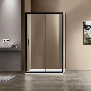 Душевой уголок Vincea Garda VSR-1G1014CLB, 1400*1000, черный, стекло прозрачное