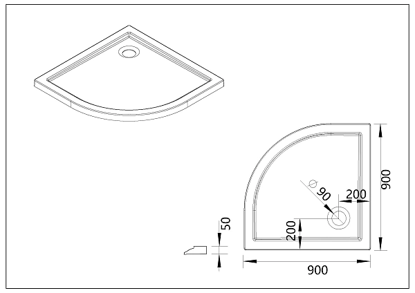 Поддон для душа акриловый Vincea VST-5AQ-9090, 900*900*50