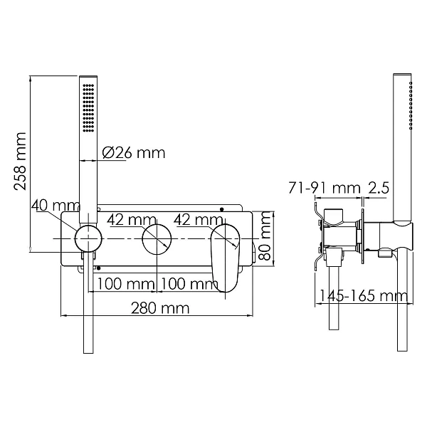 Встраиваемый смеситель для ванны и душа WasserKRAFT Dinkel 5877
