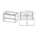 Тумба под раковину Vincea Vico 800 подвесная, 2 выкатных ящика soft close, Beton