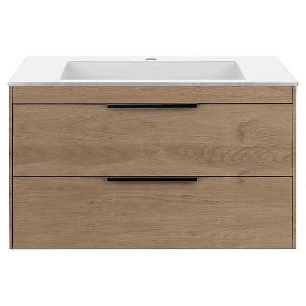 Тумба под раковину Vincea Chiara 2D 800 подвесная, 2 выкатных ящика soft-close, N.Oak
