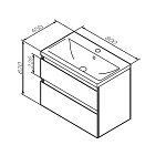 M85AFHX0802WG X-Joy, База под раковину, подвесная, 80 см, 2 ящика, белый глянец