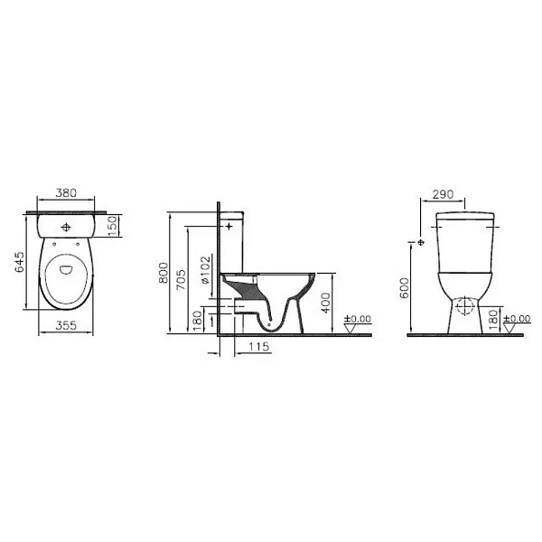 Унитаз-компакт VITRA S10 9822B003-7204 безободковый