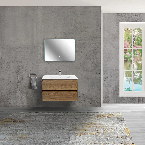 Тумба под раковину Vincea Gio 800 подвесная, 2 выкатных ящика soft-close, T.Oak