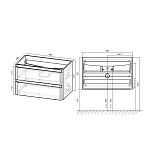 Тумба под раковину Vincea Vico 1000 подвесная, 2 выкатных ящика soft close, G.White