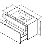 M50AFHX1003WM Inspire V2.0, База под раковину, подвесная, 100 см, 3 ящика, push-to-open, белый матов