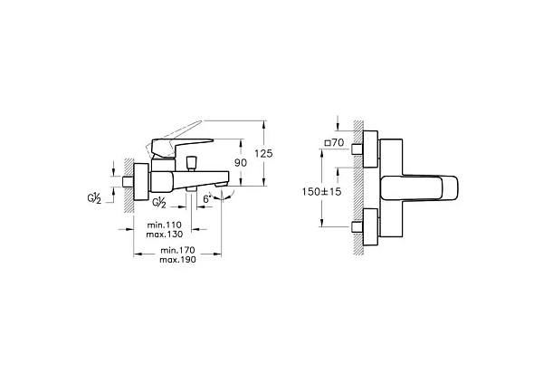 Смеситель для ванны VITRA Root Square A4273726EXP