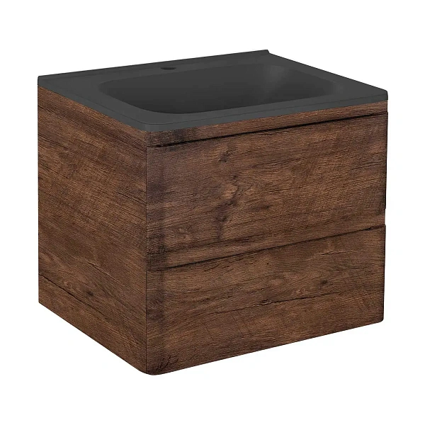 Тумба под раковину Vincea Vico 600 подвесная, 2 выкатных ящика soft close, R.Wood