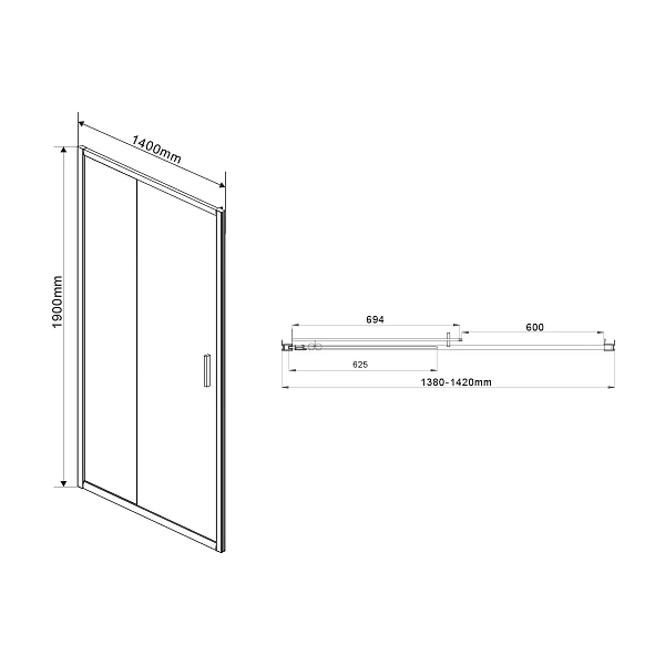 Душевая дверь Vincea Garda VDS-1G140CLB, 1400, черный, стекло прозрачное