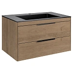 Тумба под раковину Vincea Chiara 2D 800 подвесная, 2 выкатных ящика soft-close, N.Oak