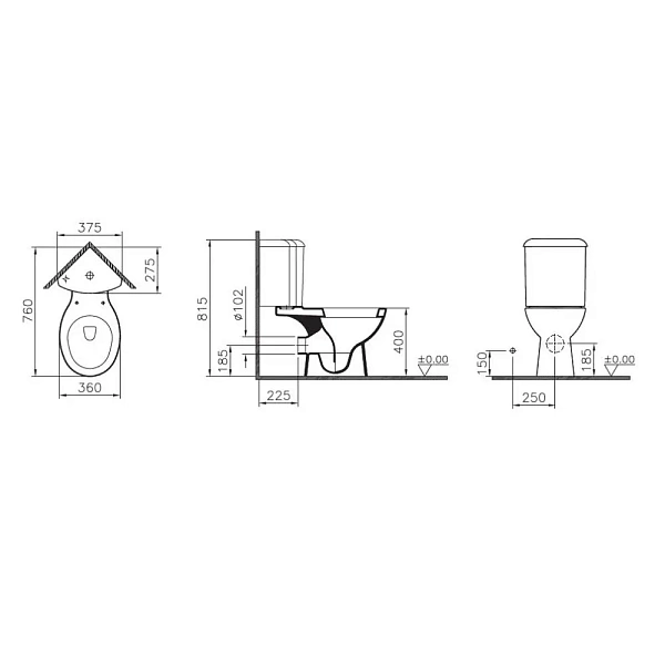Унитаз компакт Vitra Arkitekt 9754B003-7201 с микролифтом
