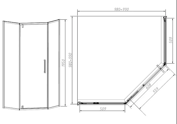 Душевой уголок Vincea Slim-N VSP-4SN100CL, 1000*1000, хром, стекло прозрачное