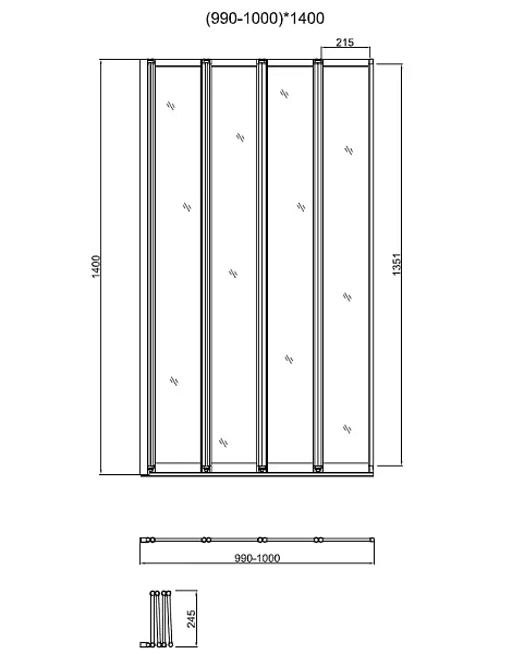 Душевая шторка на ванну Vincea VSB-31100CL, 1000*1400, хром, стекло прозрачное