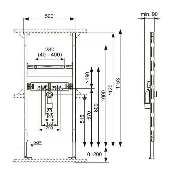 Инсталляция для раковин Tece TECEprofil 9310000