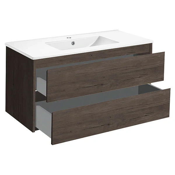 Тумба под раковину Vincea Gio 100 подвесная, 2 выкатных ящика soft-close, R.Oak