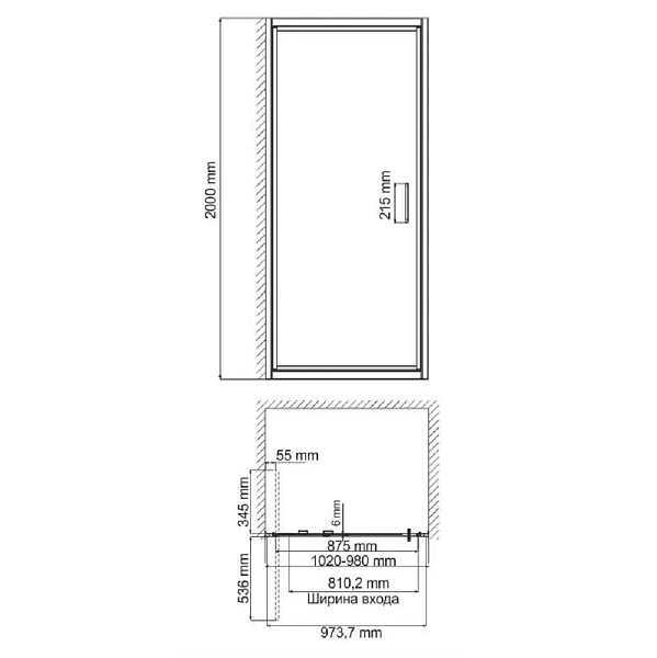 Душевая дверь WasserKRAFT Salm 100х200 см 27I12
