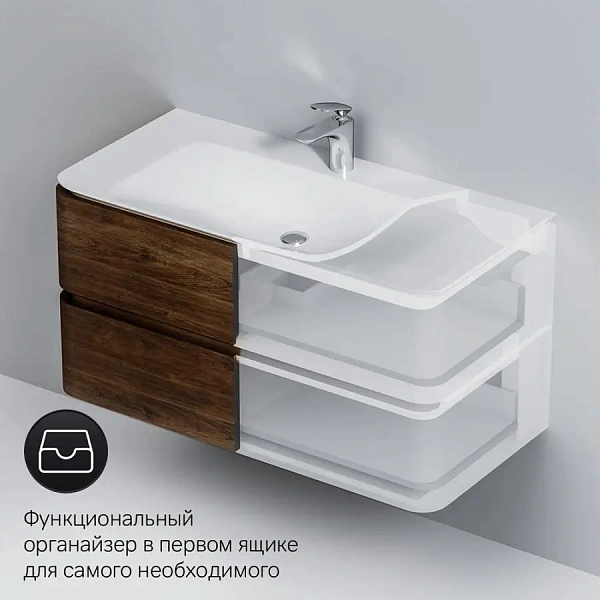 M30FHX1002NF Sensation, База под раковину, подвесная, 100 см, ящики, орех, текстурированная, шт