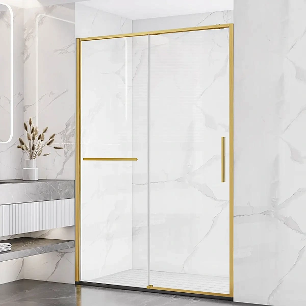 Душевая дверь Vincea Slim Soft VDS-1SS110CLG, 1100, брашированное золото, стекло прозрачное