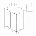 W90G-404-120280-BT Gem Twin Slide 120x80. Душевое ограждение,120x80, профиль черный мат., стекло про