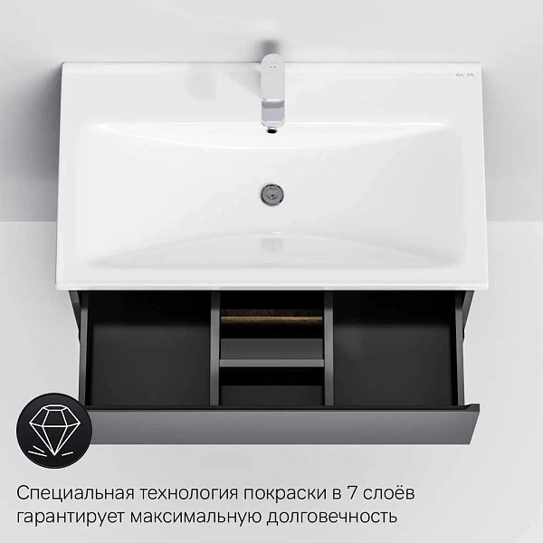 M85AFHX0802BM X-Joy, База под раковину, подвесная, 80 см, 2 ящика, черный матовый
