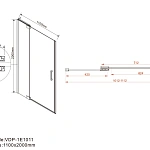 Душевая дверь Vincea Extra VDP-1E1011CLGM, 1000/1100, вороненая сталь, стекло прозрачное