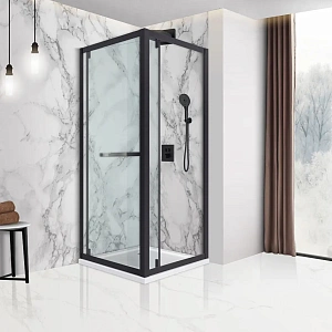 Душевой уголок Vincea с поворотной дверью Stile VSS-2ST9090CLB-L, 900*900, черный, стекло прозрачное, левый