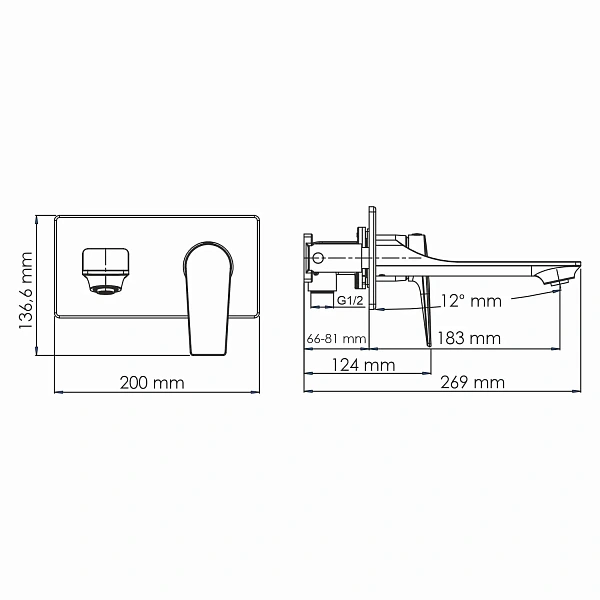 Встраиваемый смеситель для раковины WasserKRAFT Wiese 8430
