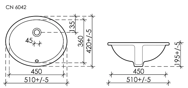 Интегрированная раковина Ceramica Nova Element CN6042, 51 см
