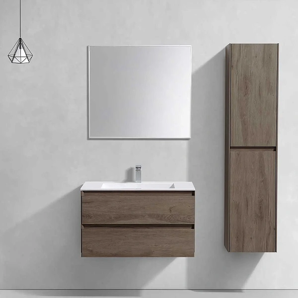 Тумба под раковину Vincea Luka 800 подвесная, 2 выкатных ящика soft-close, R.Oak