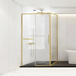 Душевой уголок Vincea Slim Soft VSR-1SS9012CLG, 1200*900, брашированное золото, стекло прозрачное