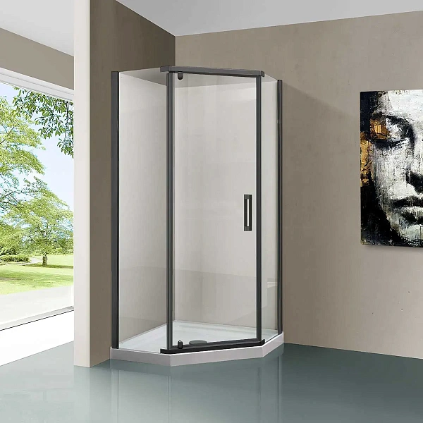 Душевой уголок Vincea Stresa VSP-1S100CLGM, 1000*1000, вороненая сталь, стекло прозрачное