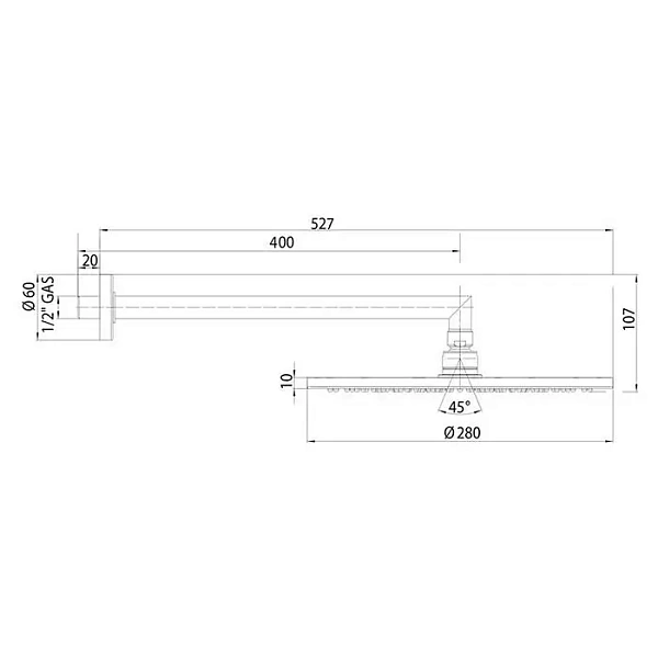 Верхний душ с душевым кронштейном Bossini Cosmo H70596I.073