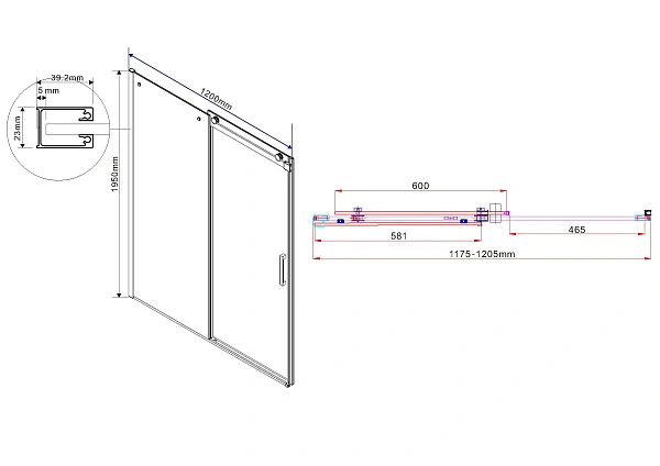 Душевой уголок Vincea Como VSR-1C9012CGB, 1200*900, черный, стекло тонированное