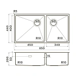 Omoikiri Taki 85-2-LB-U/IF-LG Side нерж.сталь/светлое золото