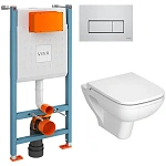 Система инсталляции для унитазов VITRA V-Fix Core 800-1875 с кнопкой смыва + унитаз подвесной VITRA S20 7508B003-0075 безободковый