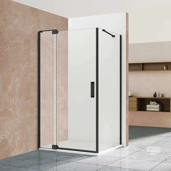 Душевой уголок Vincea Extra VSR-1E101110CLB, 1000/1100*1000, черный, стекло прозрачное