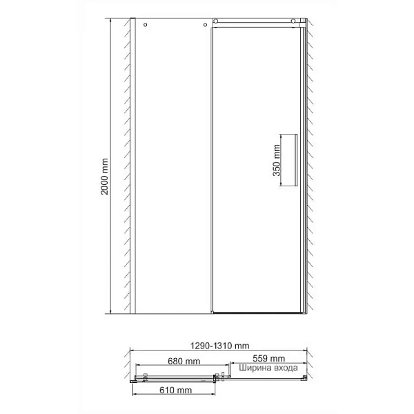 Душевая дверь WasserKRAFT Dinkel 130х200 см 58R30