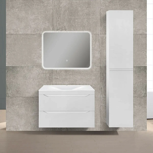 Тумба под раковину Vincea Fine 800 подвесная, 2 выкатных ящика soft close, G.White