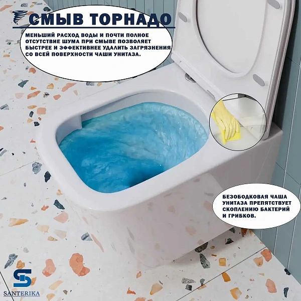 Инсталляция Grohe Rapid SL с подвесным унитазом Santerika SAN.UNT.02, смыв "Торнадо", сиденье микролифт